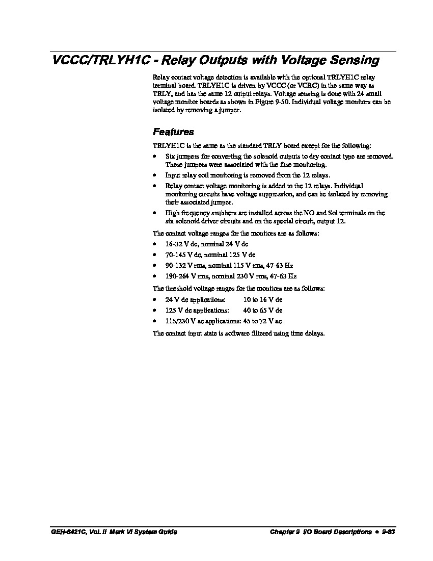 First Page Image of IS200TRLYH1C GEH-6421C, Vol. II of II System Guide for the Speedtronic Mark VI Turbine Control.pdf